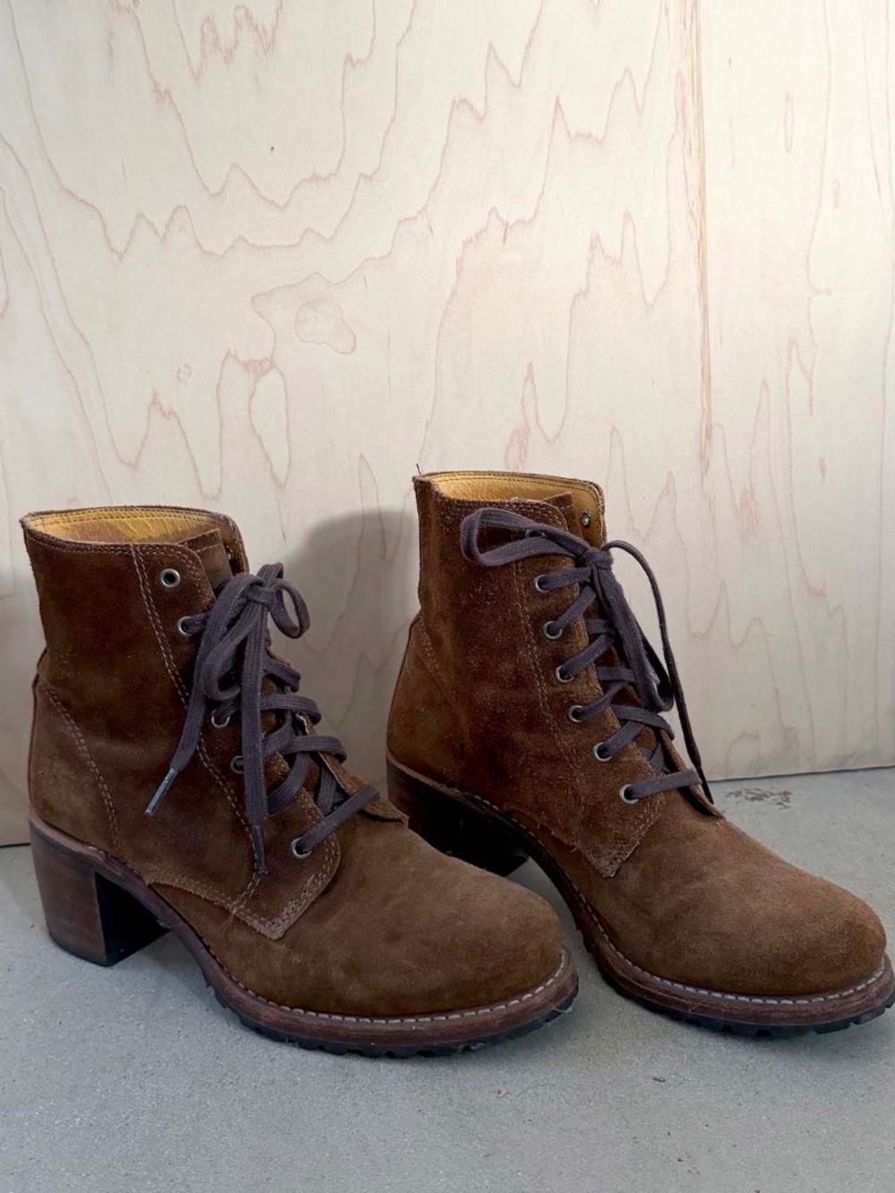Frye Brown Suede Lace-Up Ankle Boots